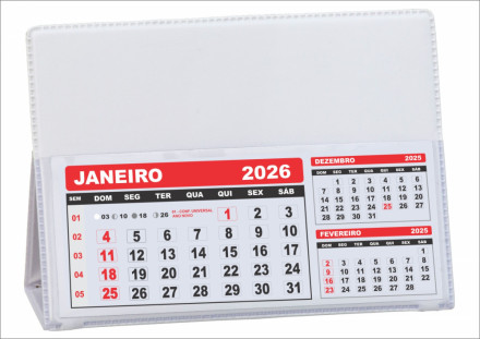 Calendrio para brindes de mesa em PVC Tamanho Grande