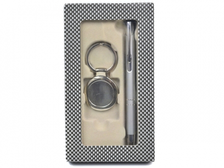 Kit de caneta e chaveiro em caixa xadrez personalisada