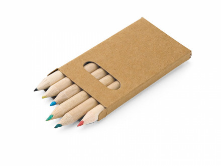 Caixa de carto personalizada com 6 mini lpis de cor - Confira aqui o melhor preo! | A7 Brindes