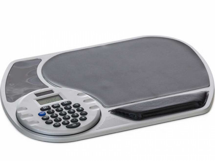 Mouse Pad personalizado com calculadora prata e detalhe preto
