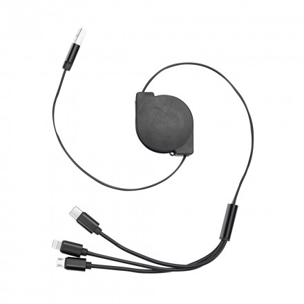 Cabo Personalizado USB Retr�til 3 em 1 - Confira aqui o melhor pre�o! | A7 Brindes