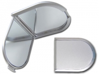 Espelho para brindes de pvc prata com lente de aumento em um dos lados
