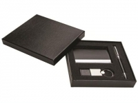 Kit promocional com porta cartão, chaveiro e caneta