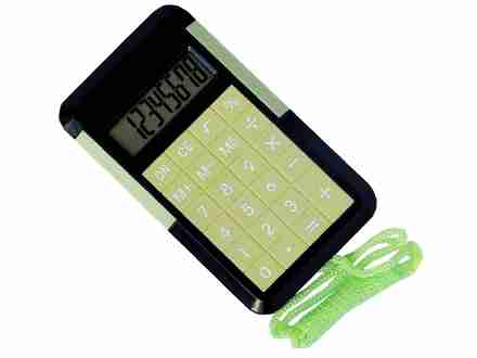 Calculadora promocional em pl�stico com cord�o