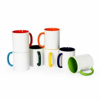 Caneca Personalizada Cer�mica 330ml com Detalhes Coloridos - Confira aqui o melhor pre�o! | A7 Brindes