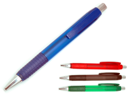 Caneta para brindes pl�stica com detalhe emborrachado em diversas cores 