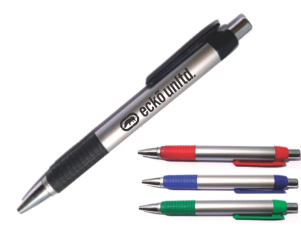 Caneta promocional pl�stica com borrachinha em diversas cores Medidas: 13,5cm