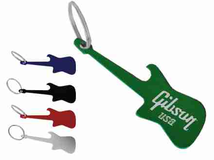 Chaveiro para brindes de metal com abridor em formato de guitarra