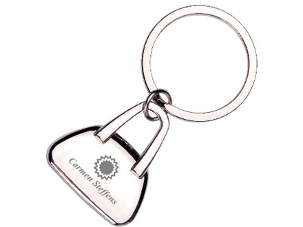 Chaveiro para brindes de metal no formato de bolsa