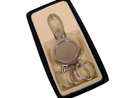 Chaveiro Promocional Met�lico com 3 argolas formato mosquet�o