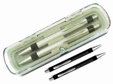 Conjunto promocional de caneta e lapiseira com estojo