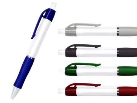 Caneta personalizada pl�stica com apoio emborrachado em diversas cores