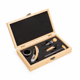 Kit Vinho Personalizado Bambu 5 Pe�as - Confira aqui o melhor pre�o! | A7 Brindes