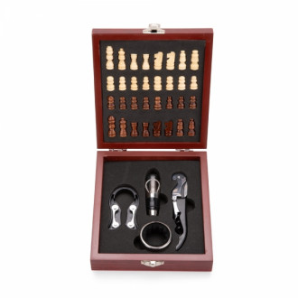 Kit Vinho Personalizado Xadrez 4 Pe�as X19125 - Confira aqui o melhor pre�o! | A7 Brindes
