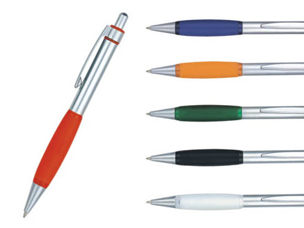 Lapiseira personalizada de metal com detalhe em silicone diversas cores