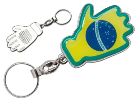 Chaveiro de metal formato luva de futebol