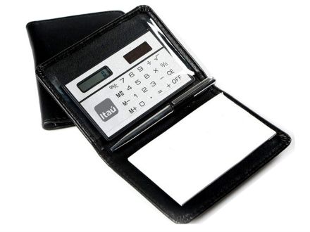 Porta bloco personalizado com calculadora, bloco e caneta Dispositivo solar