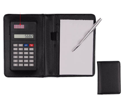 Porta Bloco personalizado com calculadora e caneta, dispositivo Solar