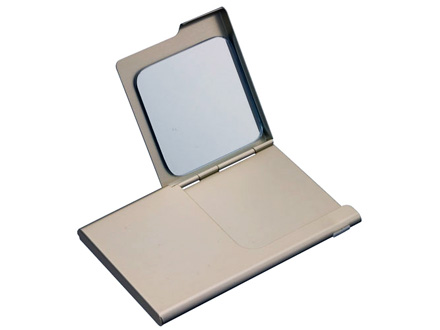 Porta cart�o para brindes de metal na cor champagne com espelho