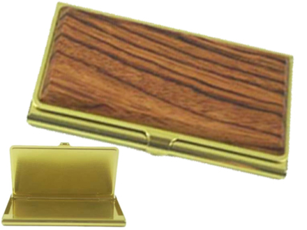 Porta cart�o promocional de madeira(9,8x6x1cm)Acompanha caixinha de papel�o