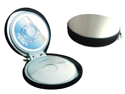 Porta CD promocional met�lico com z�per Divis�rias para 24 Cds