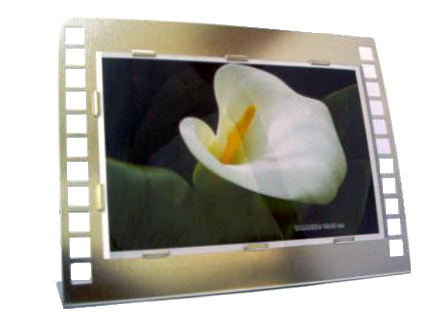 Porta retrato promocional horizontal metalizado Tamanho da foto: 10x15 cm