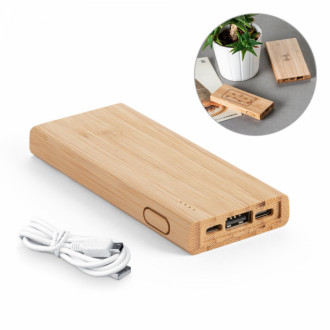 Power Bank Personalizado em Bambu 5.000 mAh - Confira aqui o melhor preo! | A7 Brindes