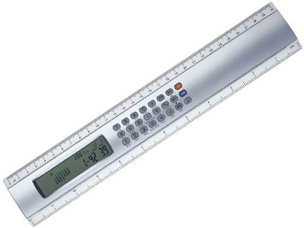 R�gua com calculadora e calend�rio personalizado em acr�lico com 30 cm