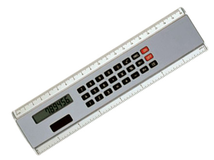 R�gua com calculadora solar promocional e detalhe em acr�lico, 20 cm