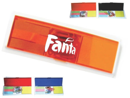 R�gua promocional pl�stica com clips e post-it