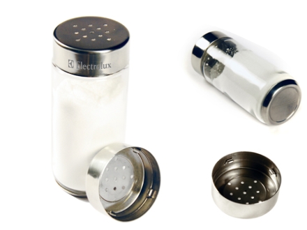 Saleiro para brindes em vidro e inox